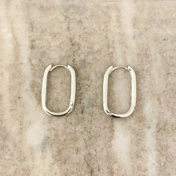 Jewelry - 925 Sterling Silver Oval Huggie Earrings Small Round Hoop Earrings Small Huggies